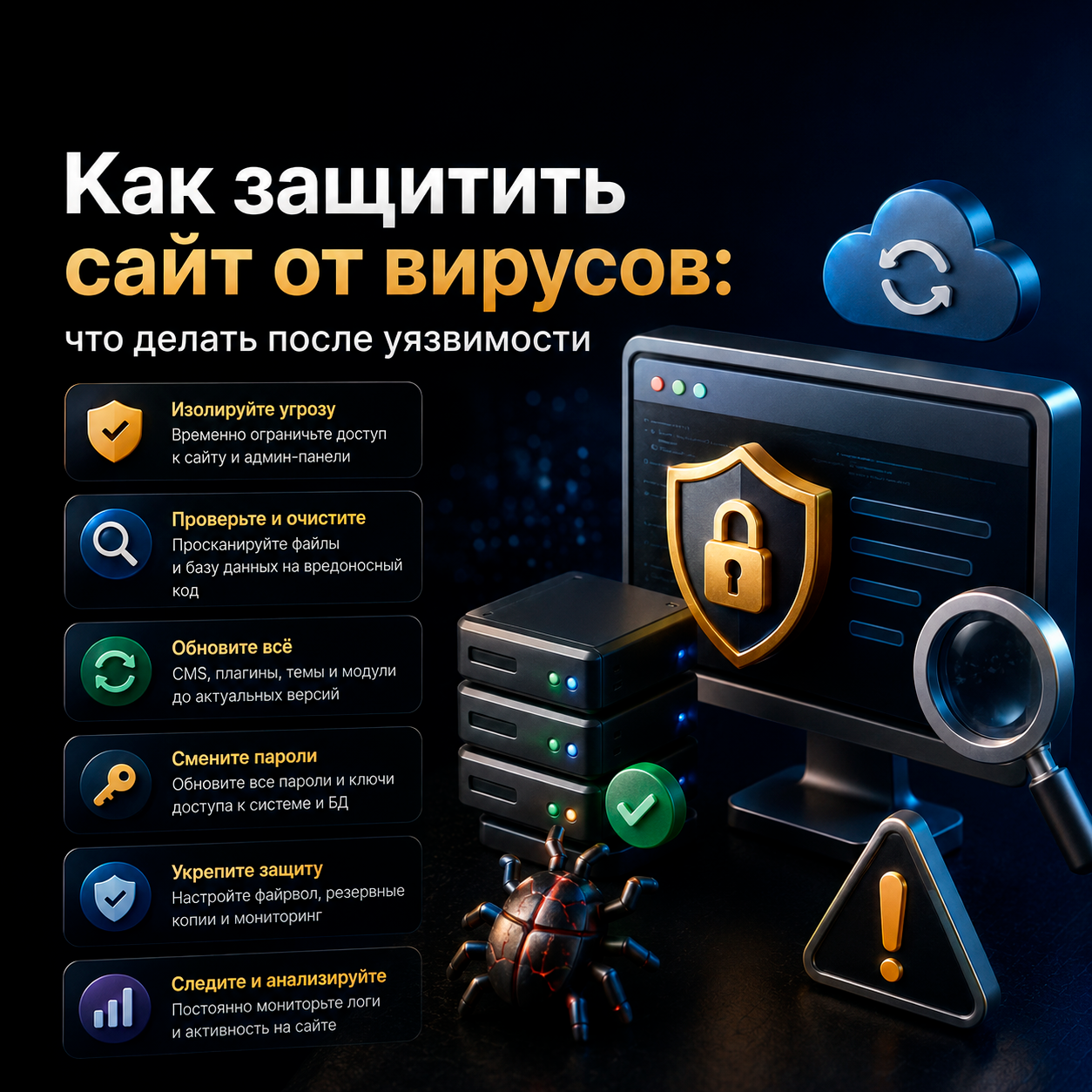 Как защитить сайт от вирусов: что делать после уязвимости